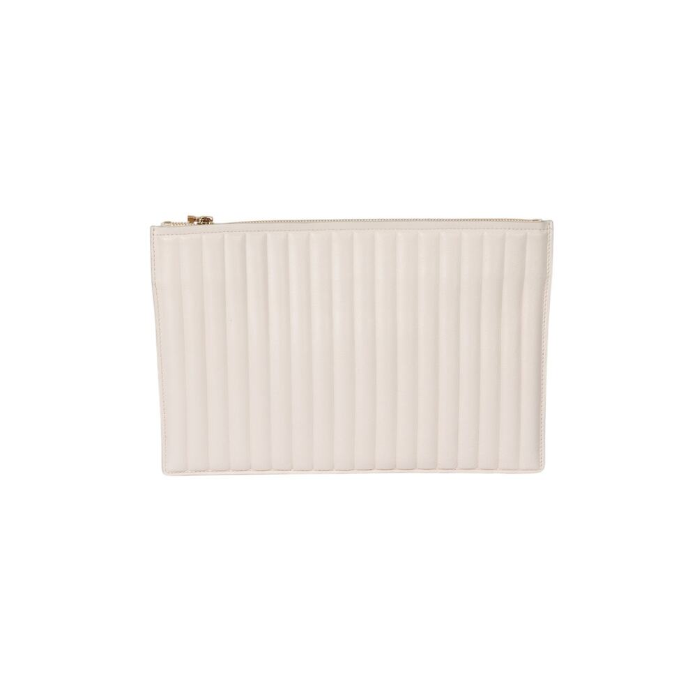 FERRAGAMO White Leather Quilted Clutch Bag